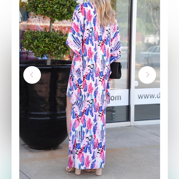 ADRIENNE Harper high low poncho dress white pink blue size medium - Picture 5 of 11